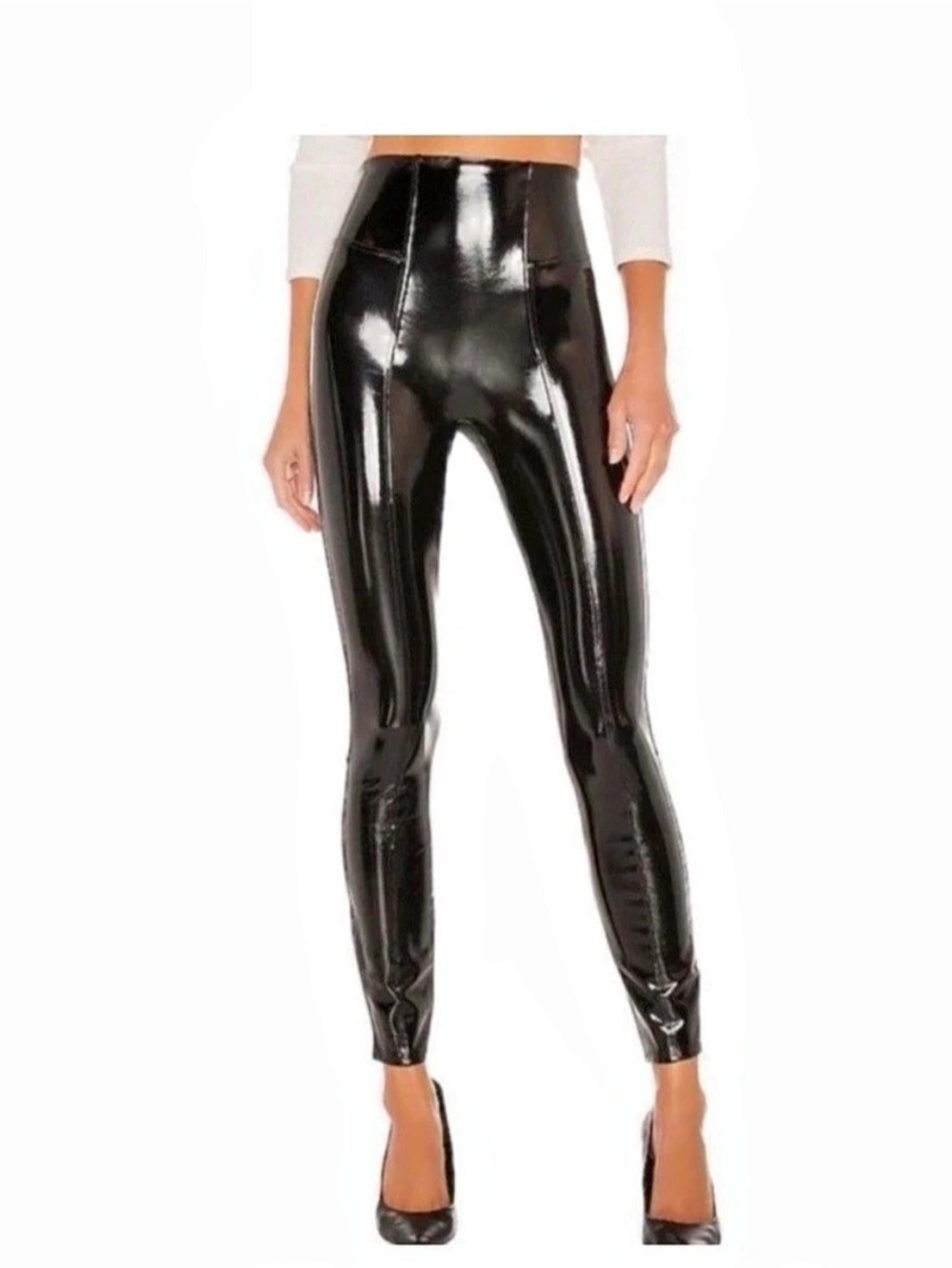 SPANX Faux Patent Leather Leggings Black Large